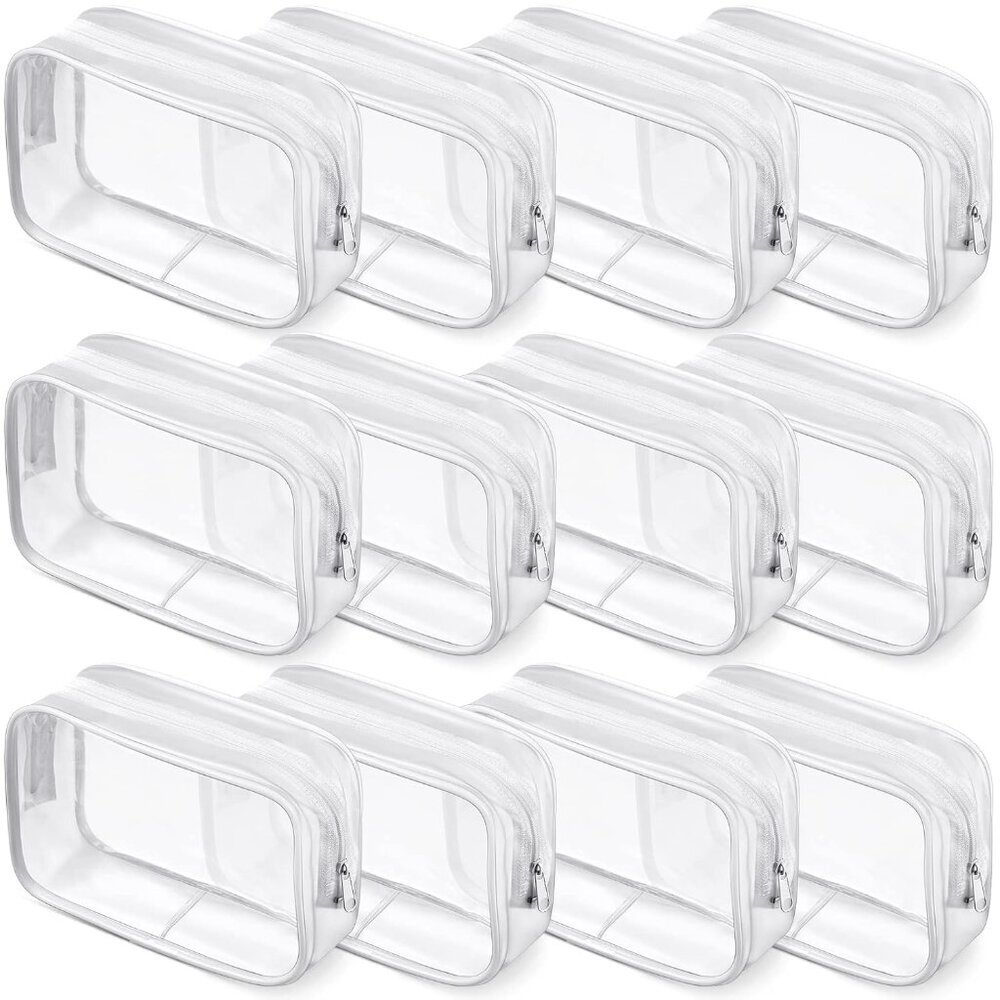 12 Pieces Clear Makeup Bags Cosmetic Storage Bags Pvc Zipper Pouches Travel Wate